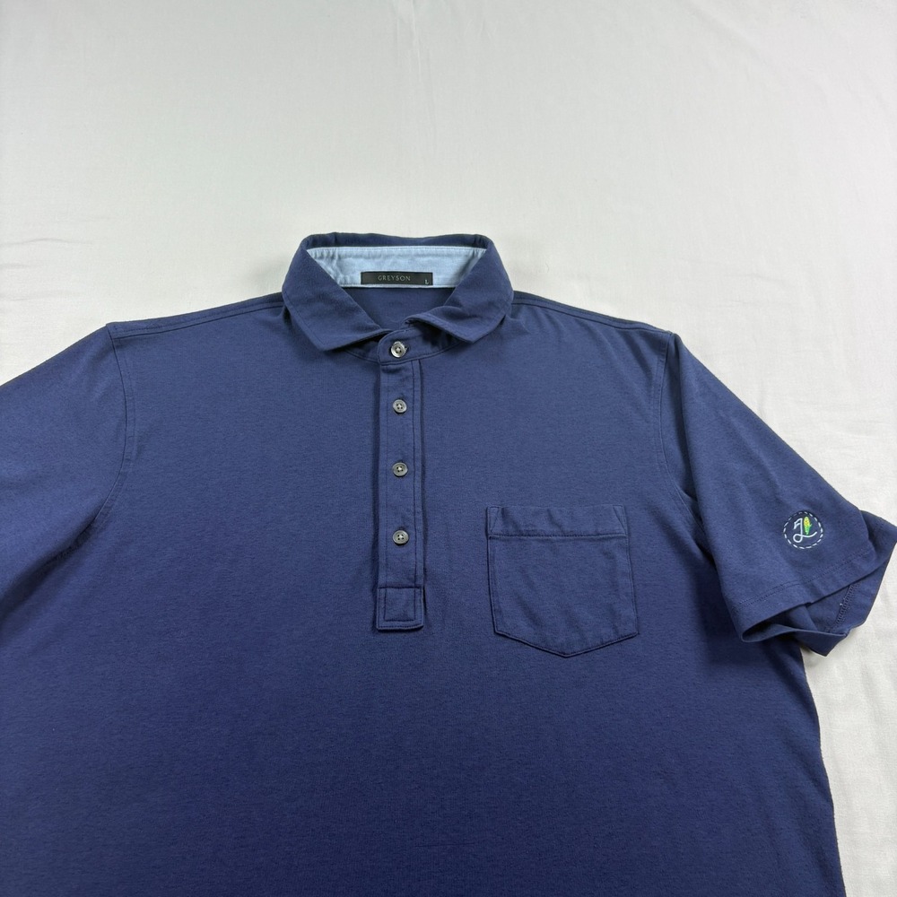 Greyson Polo Shirt Mens Large Blue Landmand Golf Stretch Casual Short Sleeve